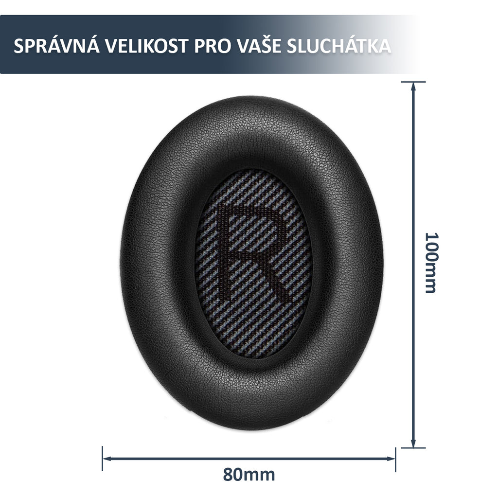 Náhradní ušní polštářky pro Bose QC35, QC25, QC15 – Proteinová kůže s paměťovou pěnou (QC35 II, AE2, SoundTrue, SoundLink)