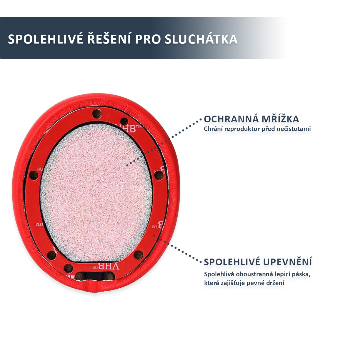 Náhradní ušní polštářky pro Beats Studio 2 & 3 – Červená – Proteinová kůže s paměťovou pěnou (Studio 2.0, Studio 3.0)