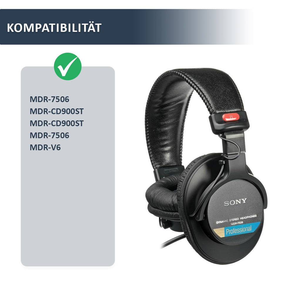 Náhradní ušní polštářky pro Sony MDR-7506, MDR-V6, MDR-CD900ST – Proteinová kůže s paměťovou pěnou (MDR-V7)