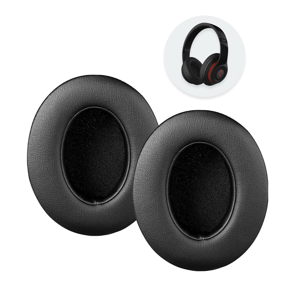 Náhradní ušní polštářky pro Beats Studio 2 & 3 – Černá – Proteinová kůže s paměťovou pěnou (Studio 2.0, Studio 3.0)