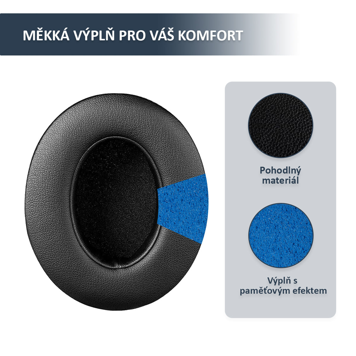 Náhradní ušní polštářky pro Beats Studio 2 & 3 – Černá – Proteinová kůže s paměťovou pěnou (Studio 2.0, Studio 3.0)