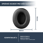 Náhradní ušní polštářky pro Beats Studio 2 & 3 – Černá – Proteinová kůže s paměťovou pěnou (Studio 2.0, Studio 3.0)