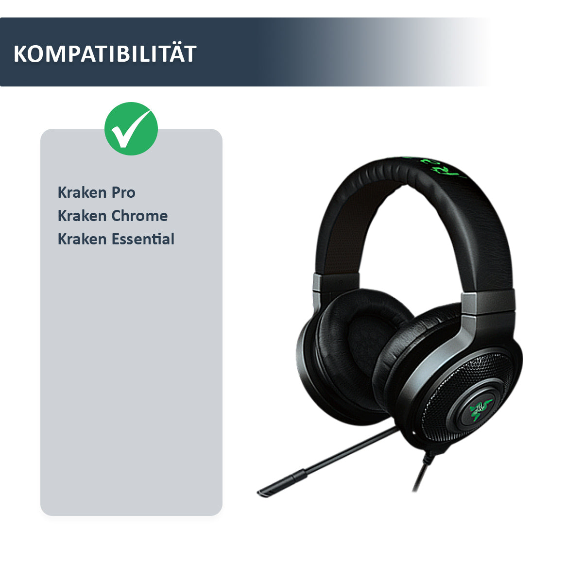 Náhradní ušní polštářky pro Razer Kraken 7.1 V1 – Proteinová kůže s paměťovou pěnou (Kraken 2014, Pro V1, Forged)