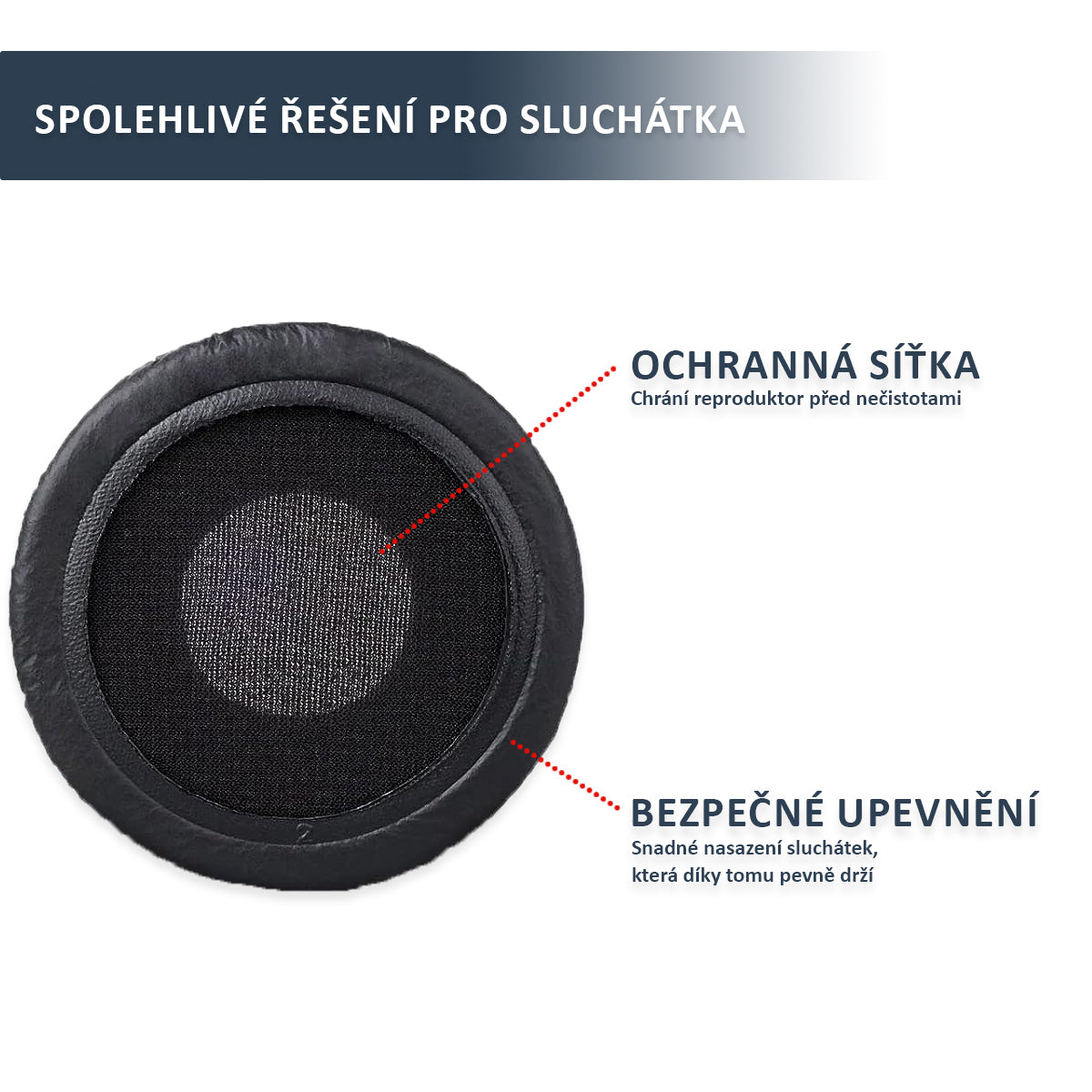 Náhradní ušní polštářky pro JBL T450BT, T500BT, T510BT, T560BT – 70mm Proteinová kůže s paměťovou pěnou (JR300, JR310, T520BT)