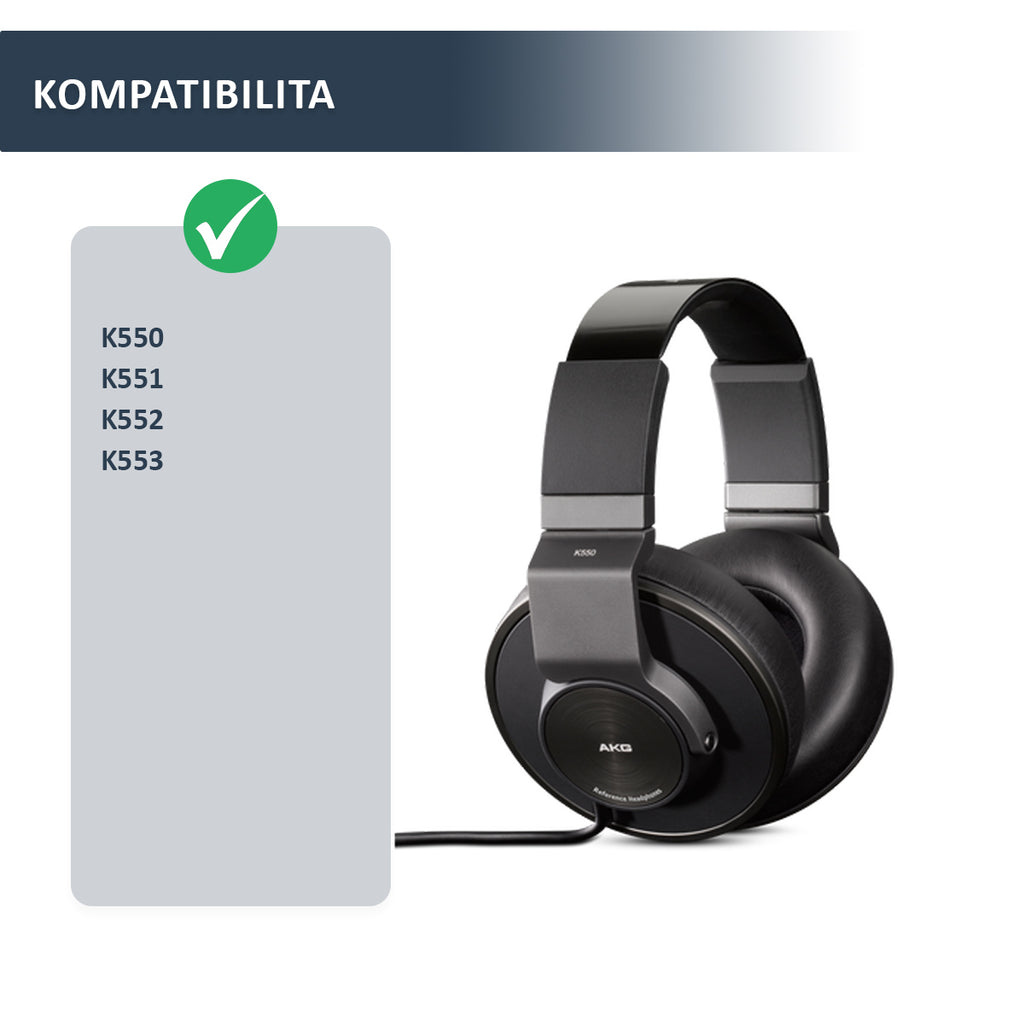 Náhradní ušní polštářky pro AKG K550, K551, K552, K553 – Proteinová kůže s paměťovou pěnou (K240, K271, K272)