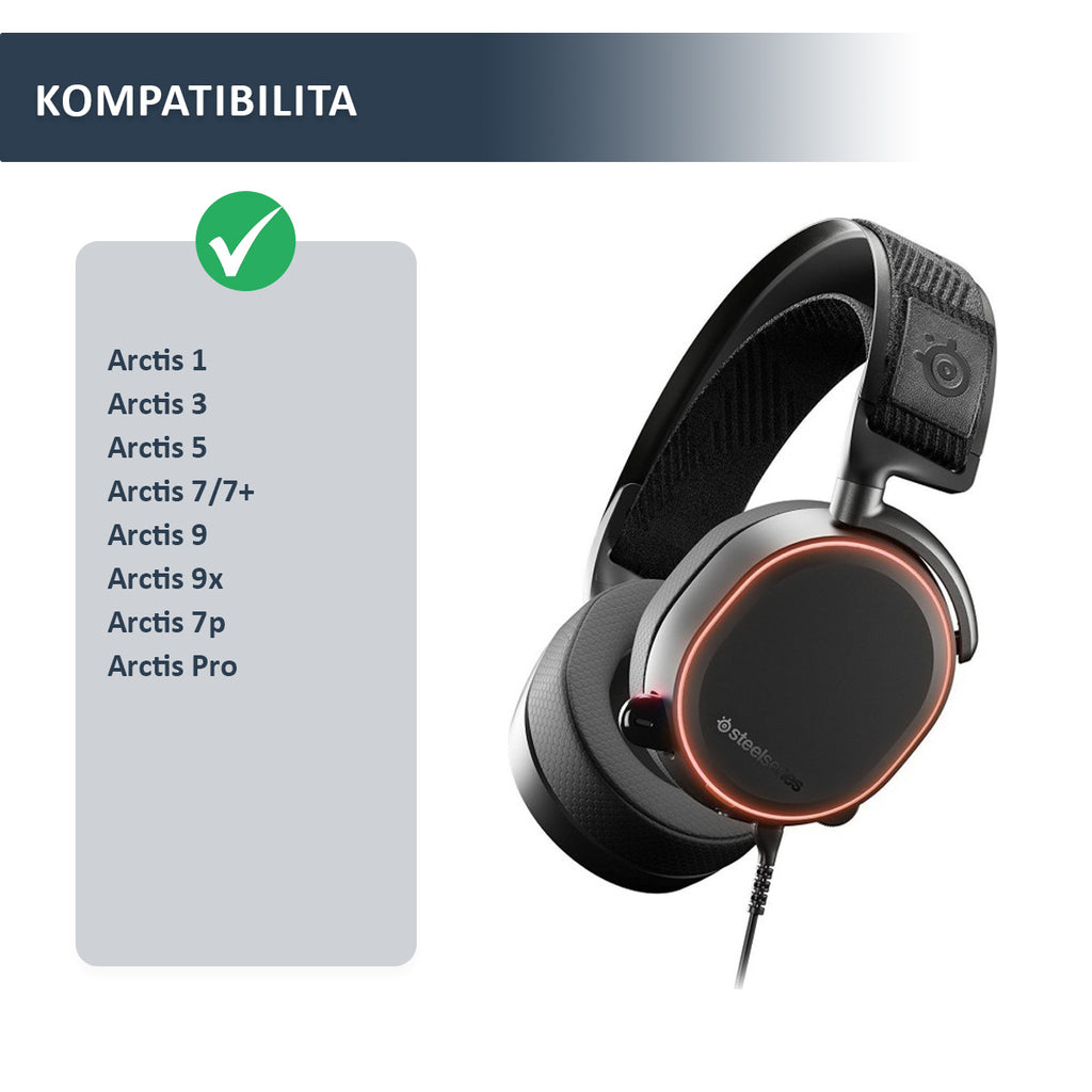 Náhradní ušní polštářky pro SteelSeries Arctis 3, 5, 7, Pro, Prime – Proteinová kůže místo tkaniny (Arctis 1, 9, 7+, 7P)