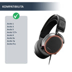 Náhradní ušní polštářky pro SteelSeries Arctis 3, 5, 7, Pro, Prime – Proteinová kůže místo tkaniny (Arctis 1, 9, 7+, 7P)