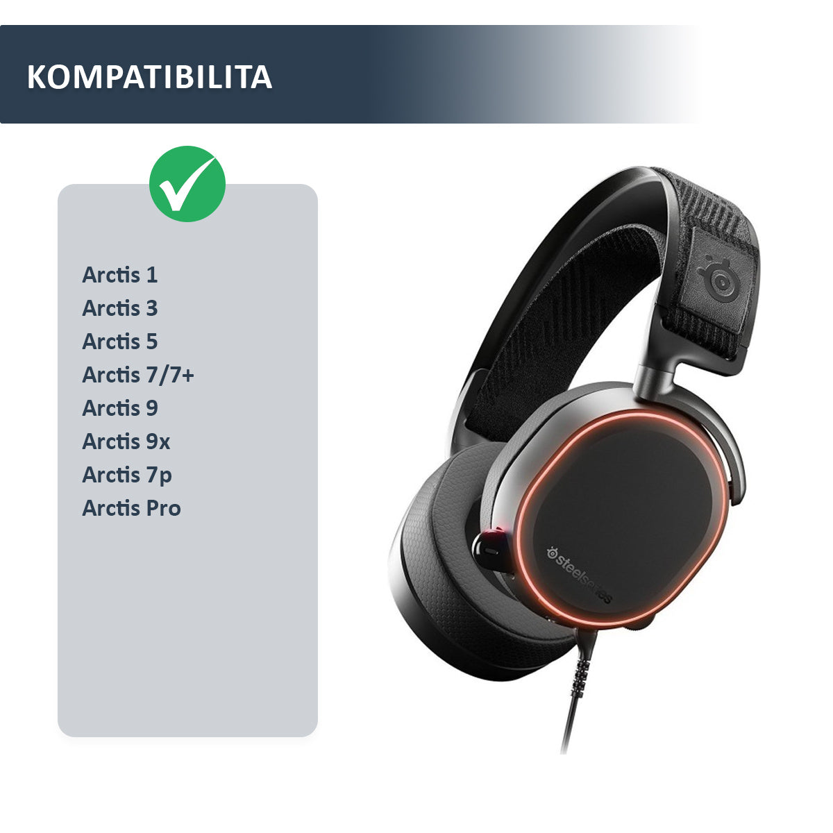 Náhradní ušní polštářky pro SteelSeries Arctis 3, 5, 7, Pro, Prime – Proteinová kůže místo tkaniny (Arctis 1, 9, 7+, 7P)