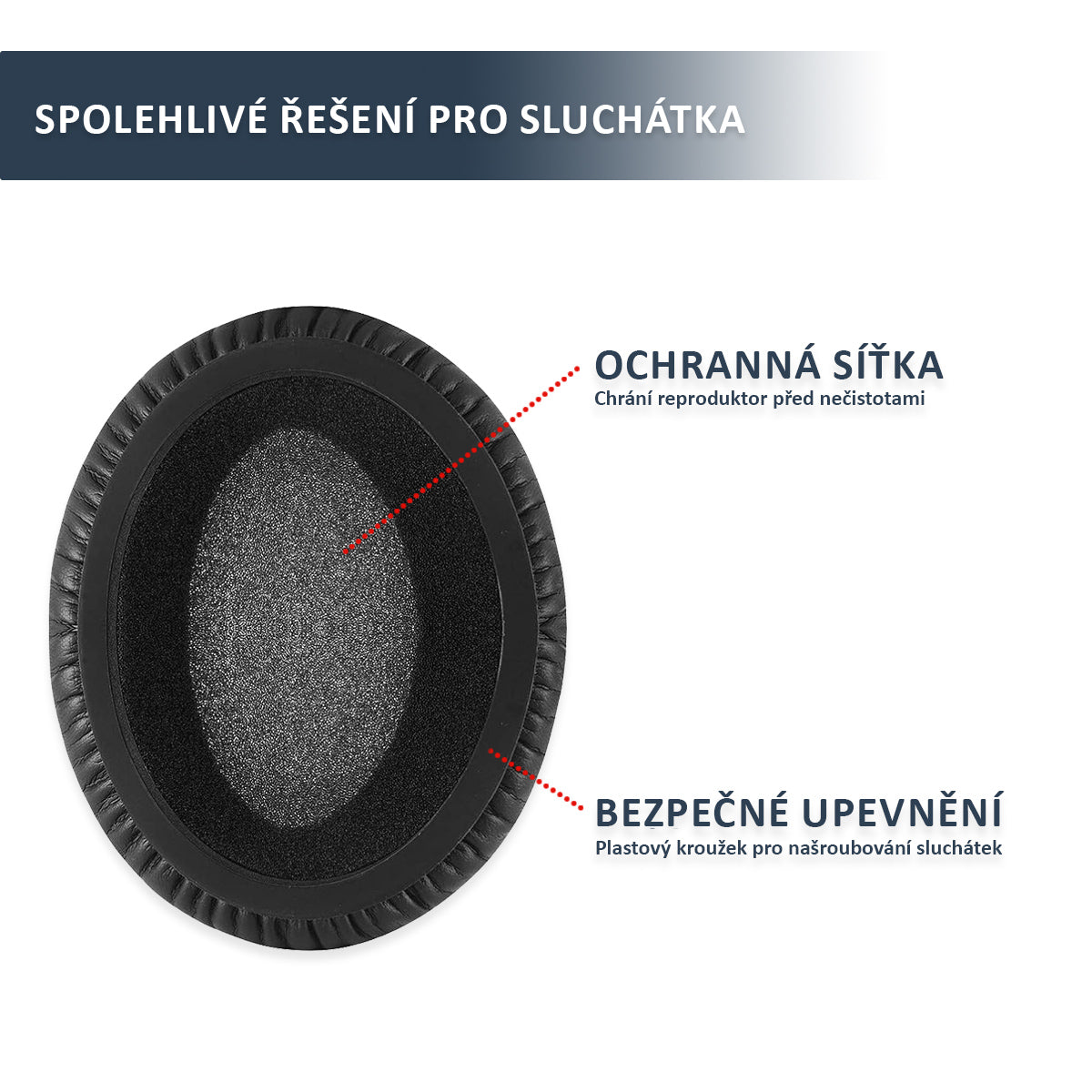 Náhradní ušní polštářky pro Sennheiser HD380 PRO – Proteinová kůže s paměťovou pěnou (PXC450, PC350, Game Zero) Doplňkový obrázek produktu