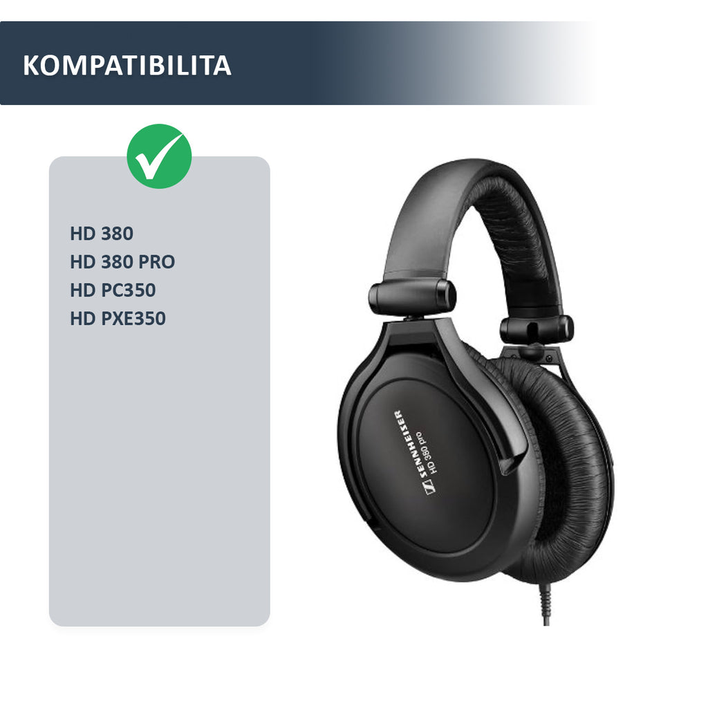 Náhradní ušní polštářky pro Sennheiser HD380 PRO – Proteinová kůže s paměťovou pěnou (PXC450, PC350, Game Zero)