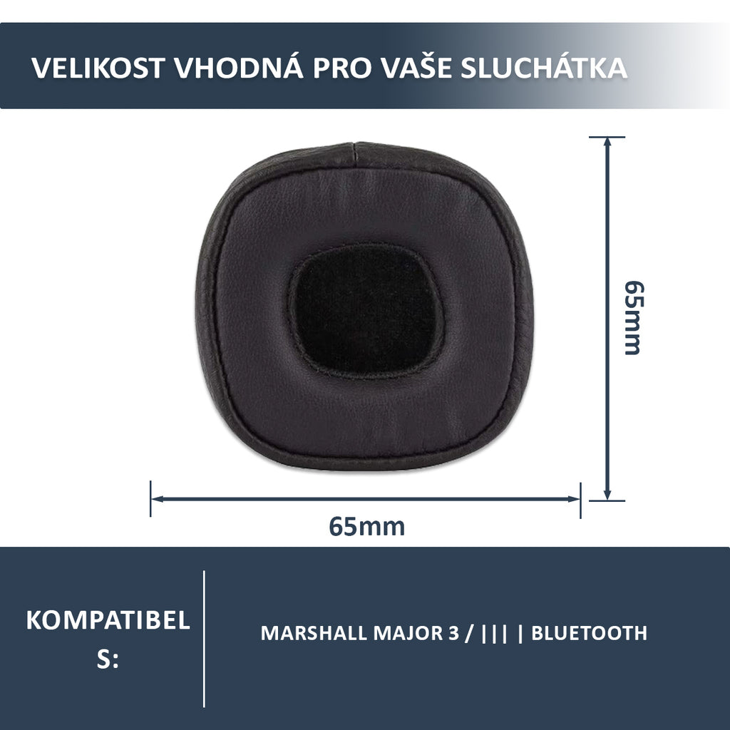 Náhradní ušní polštářky pro Marshall Major III – Proteinová kůže s paměťovou pěnou (Major 3, Mid ANC)