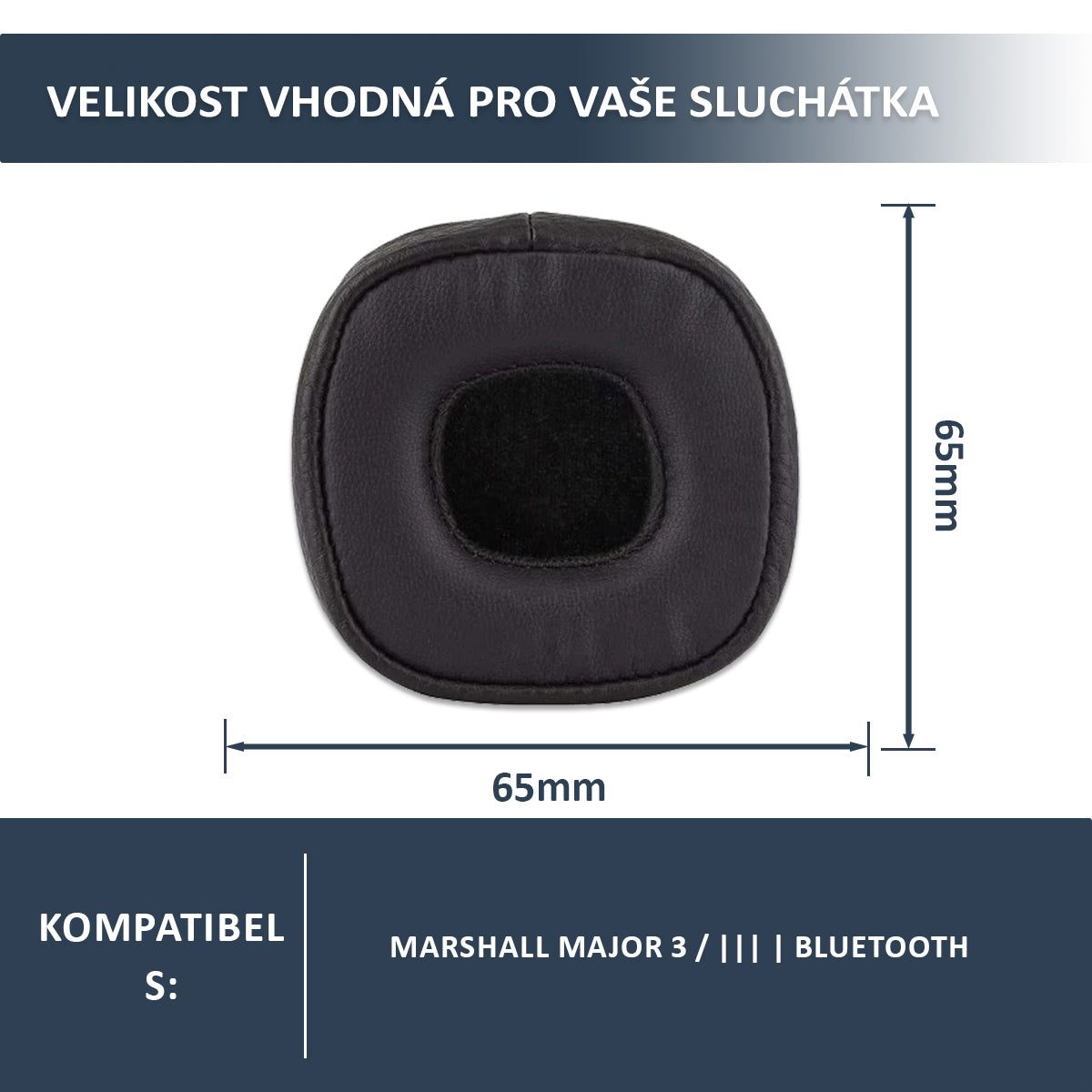 Náhradní ušní polštářky pro Marshall Major III – Proteinová kůže s paměťovou pěnou (Major 3, Mid ANC)