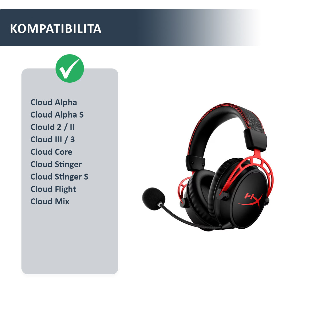 Náhradní ušní polštářky pro HyperX Cloud Alpha – Proteinová kůže s paměťovou pěnou (Alpha S, Alpha Wireless, Alpha Pro)