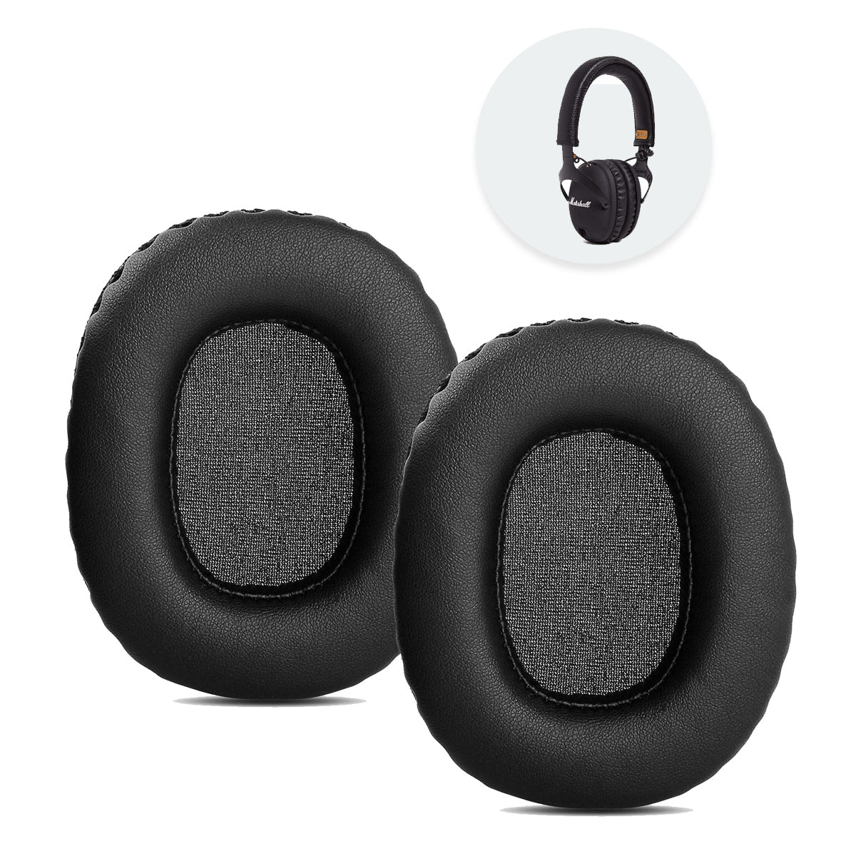 Náhradní ušní polštářky pro Marshall Monitor – Proteinová kůže s paměťovou pěnou (Monitor Bluetooth, Steel Edition)