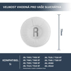 Náhradní náušníky pro JBL T450BT, T500BT, Tune 500BT, Tune 510BT – Bílá – 70mm proteinová kůže s paměťovou pěnou (JR300)