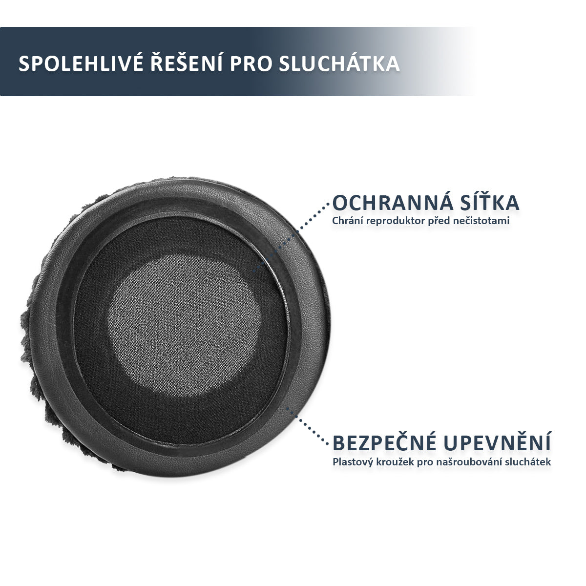 Náhradní náušníky pro Beyerdynamic DT770, DT880, DT990 – Černá – Proteinová kůže s paměťovou pěnou (DT770 Pro, DT990 Pro, MMX 300)