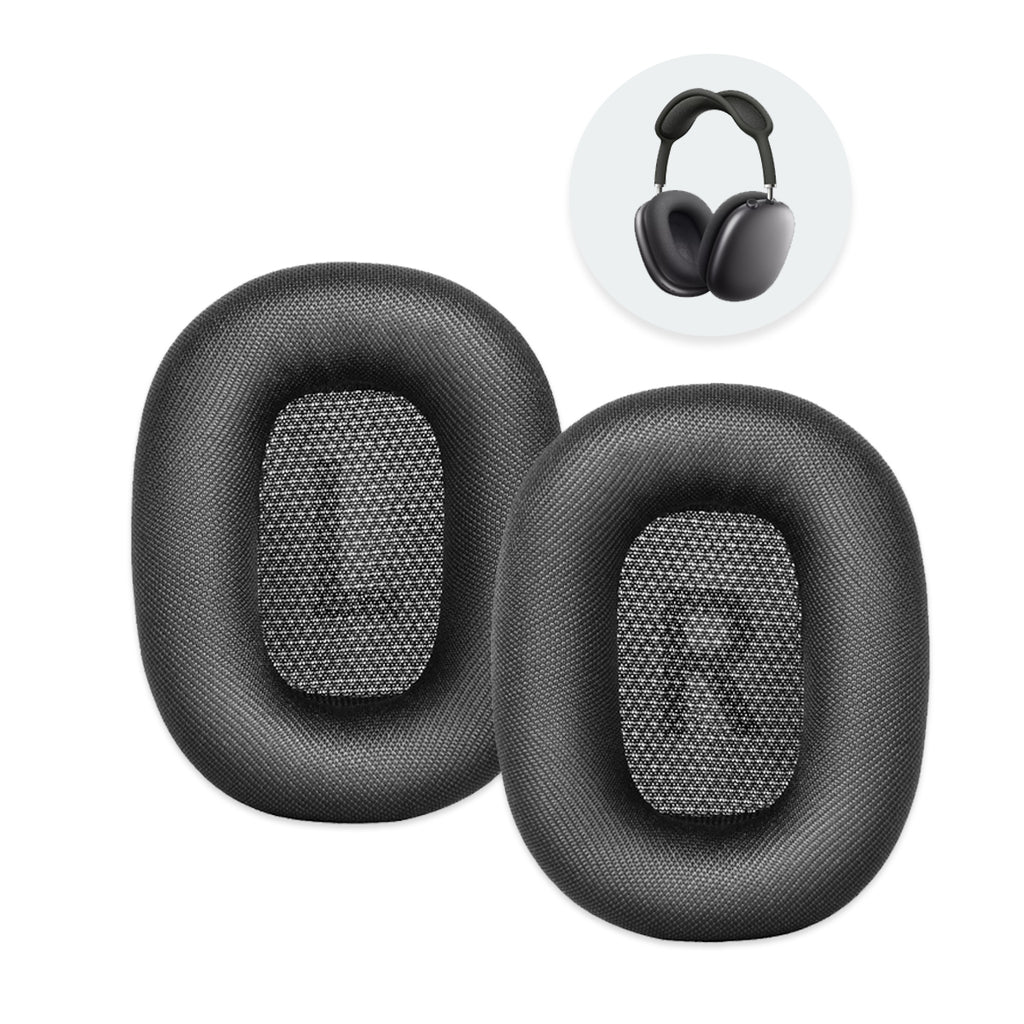 Náhradní náušníky pro Apple AirPods Max – Černá – Síťová tkanina s paměťovou pěnou a magnetickým uchycením (Lightning 2020)