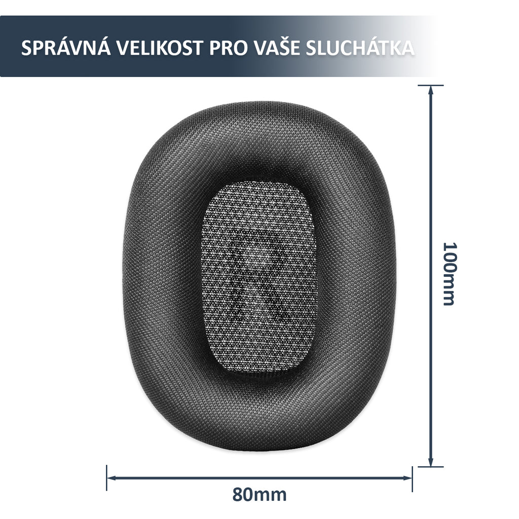 Náhradní náušníky pro Apple AirPods Max – Černá – Síťová tkanina s paměťovou pěnou a magnetickým uchycením (Lightning 2020)