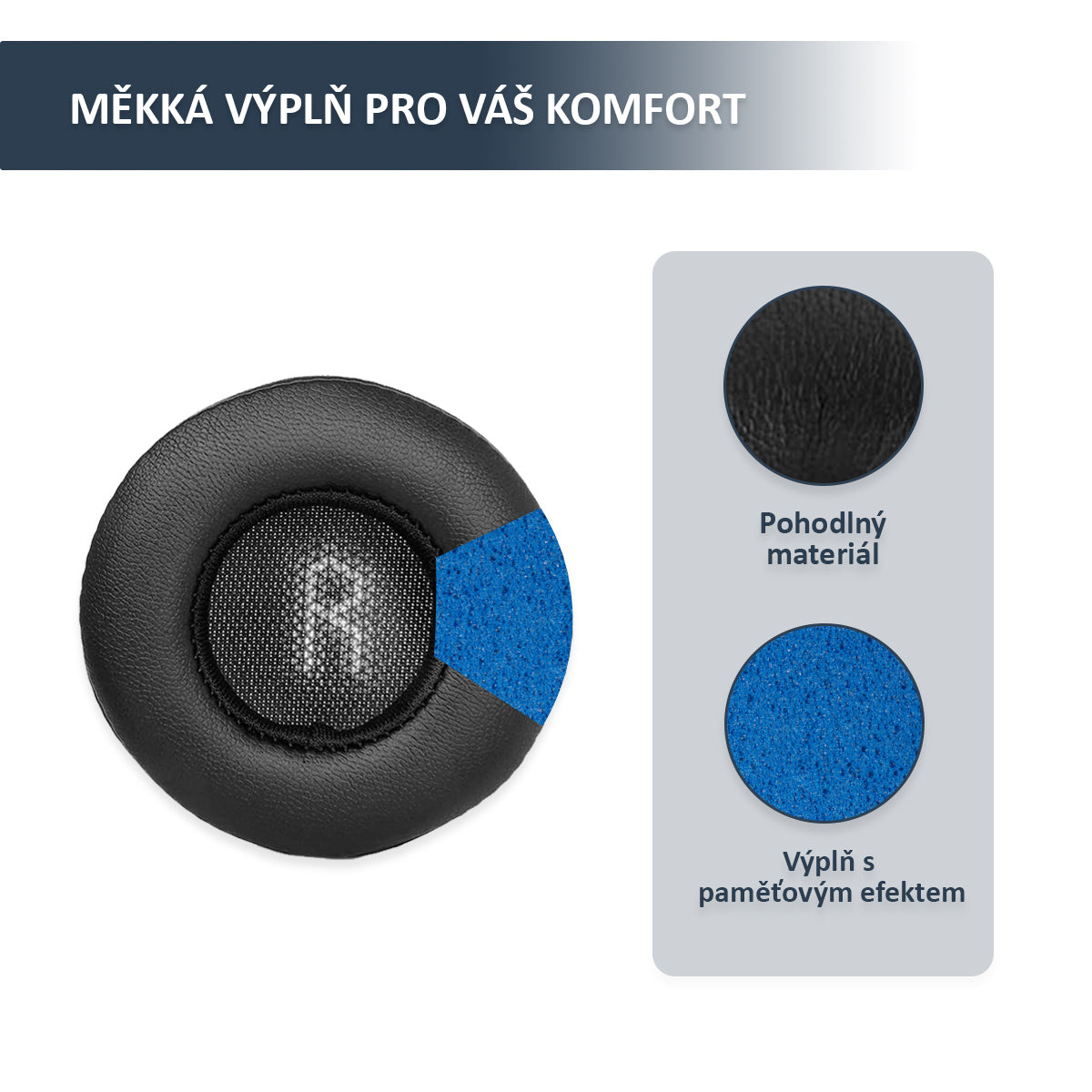 Náhradní náušníky pro JBL E45BT, C45BT, E35 – Proteinová kůže s paměťovou pěnou (E35BT, Duet BT)