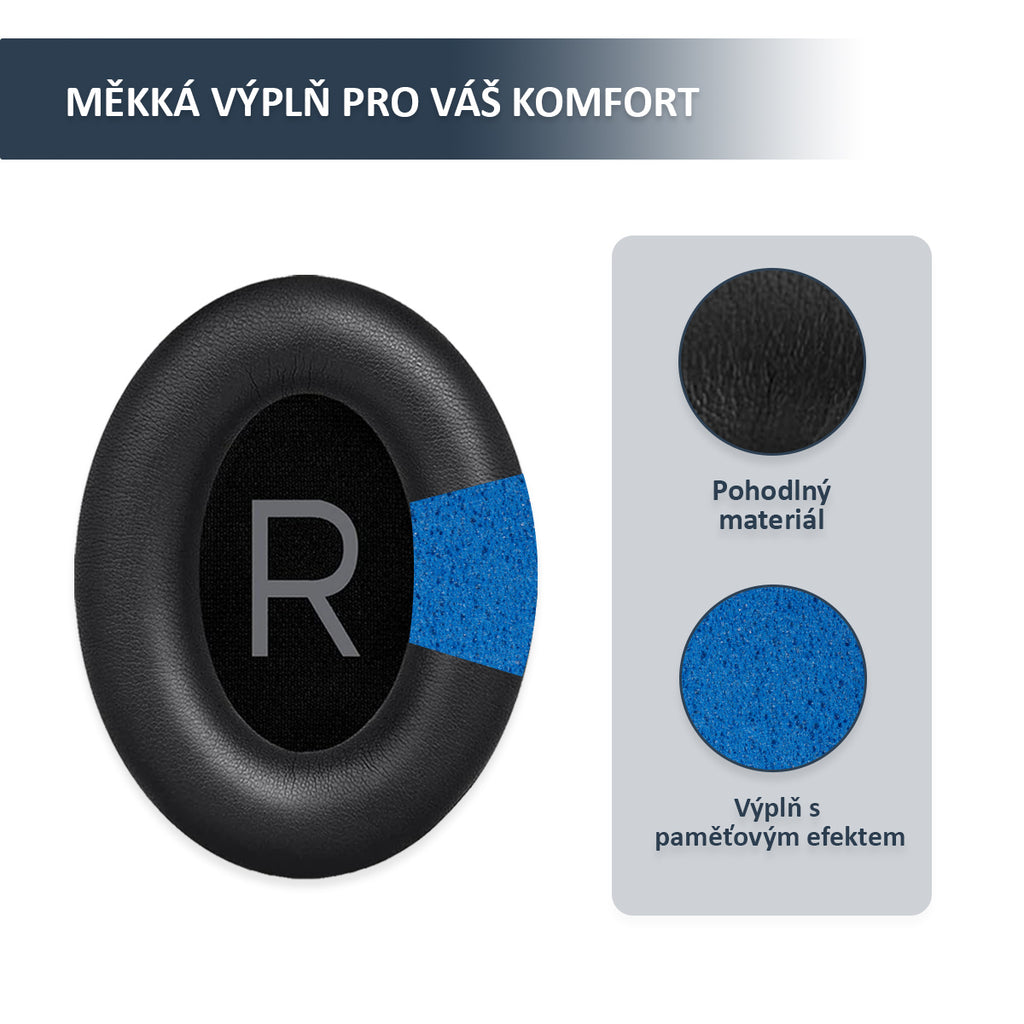 Náhradní náušníky pro Bose QuietComfort 45 (QC45) – Proteinová kůže s paměťovou pěnou (QuietComfort SE)