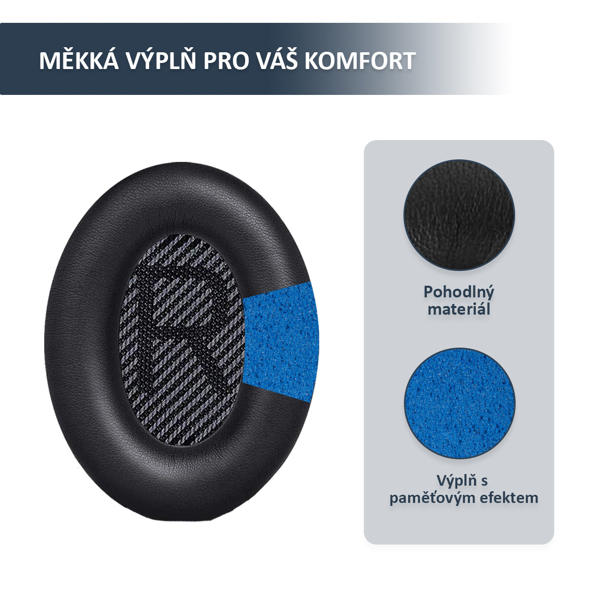 Náhradní náušníky pro Bose QC35 II – Proteinová kůže s paměťovou pěnou (QuietComfort 35, QC35)