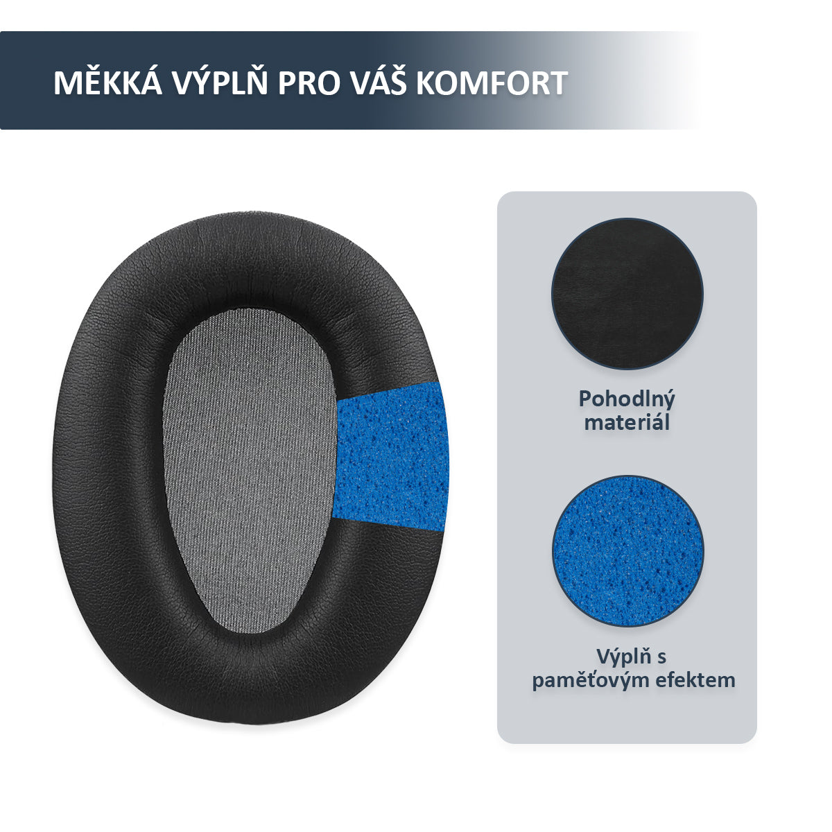 Náhradní náušníky pro Sony WH-CH700N, WH-CH710N, MDR-ZX770BN – Proteinová kůže s paměťovou pěnou (MDR-ZX780DC, MDR-10R)