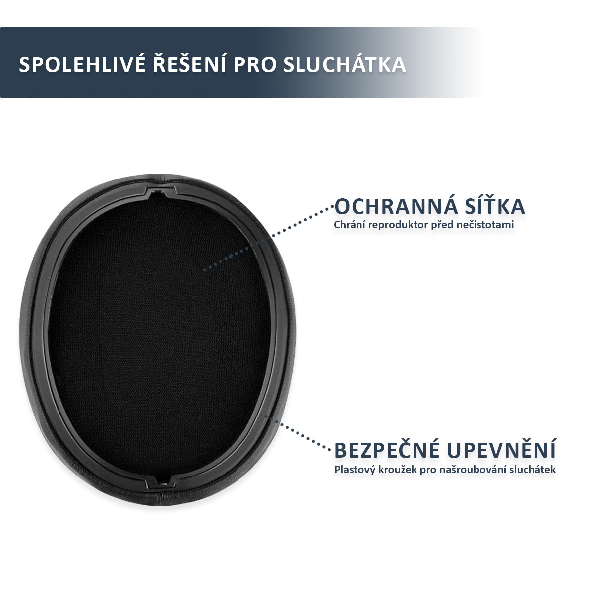 Náhradní náušníky pro Sony WH-XB900N Extra Bass – Proteinová kůže s paměťovou pěnou (WH-CH710N, WH-CH720N, MDR-RF895RK) Doplňkový obrázek produktu