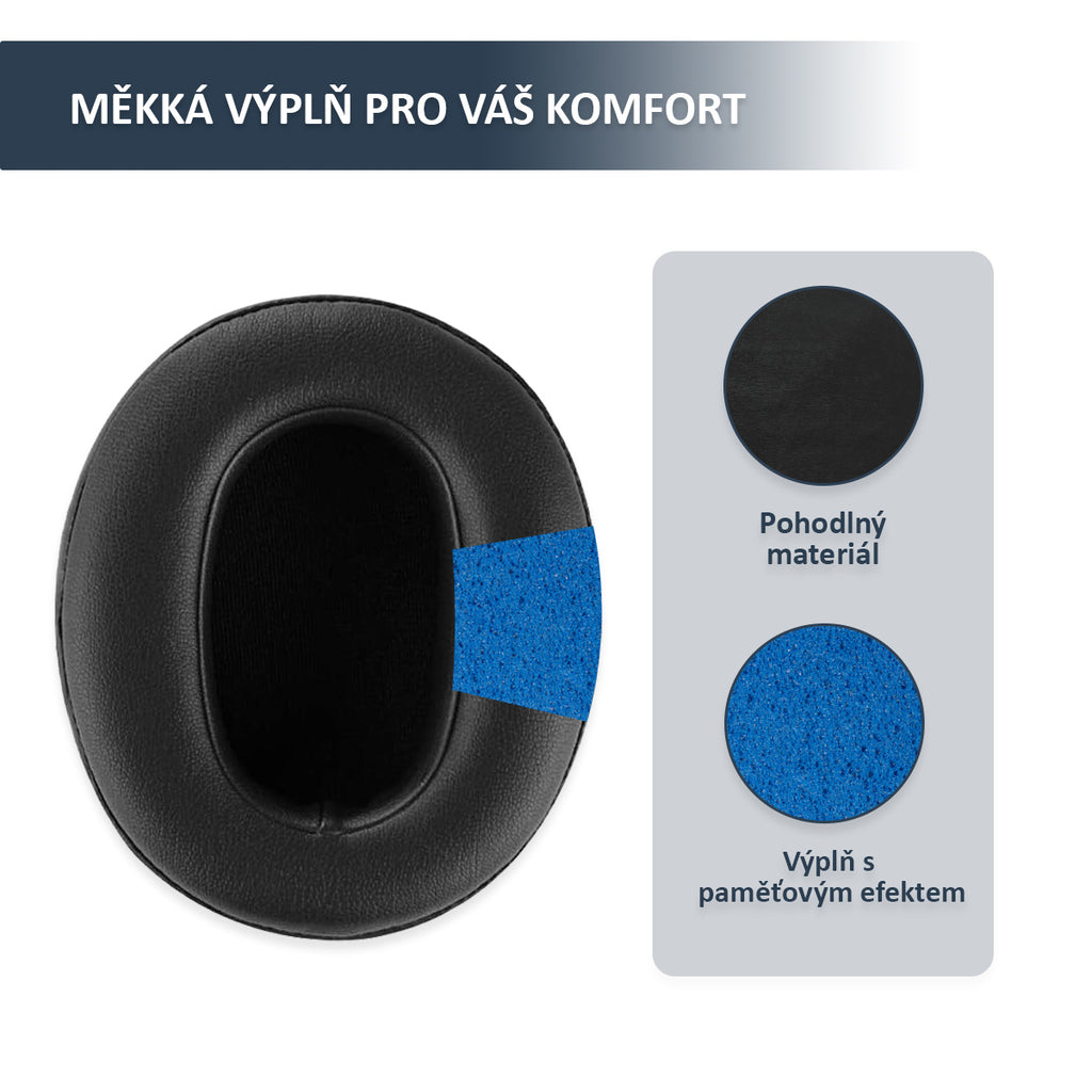 Náhradní náušníky pro Sony WH-XB900N Extra Bass – Proteinová kůže s paměťovou pěnou (WH-CH710N, WH-CH720N, MDR-RF895RK)