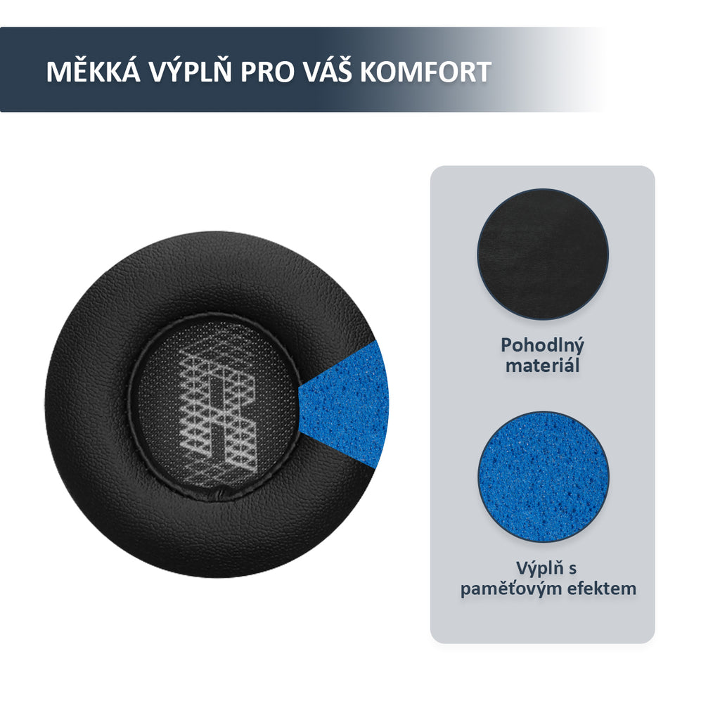 Náhradní náušníky pro JBL Live 400BT, Live 460NC – Proteinová kůže s paměťovou pěnou