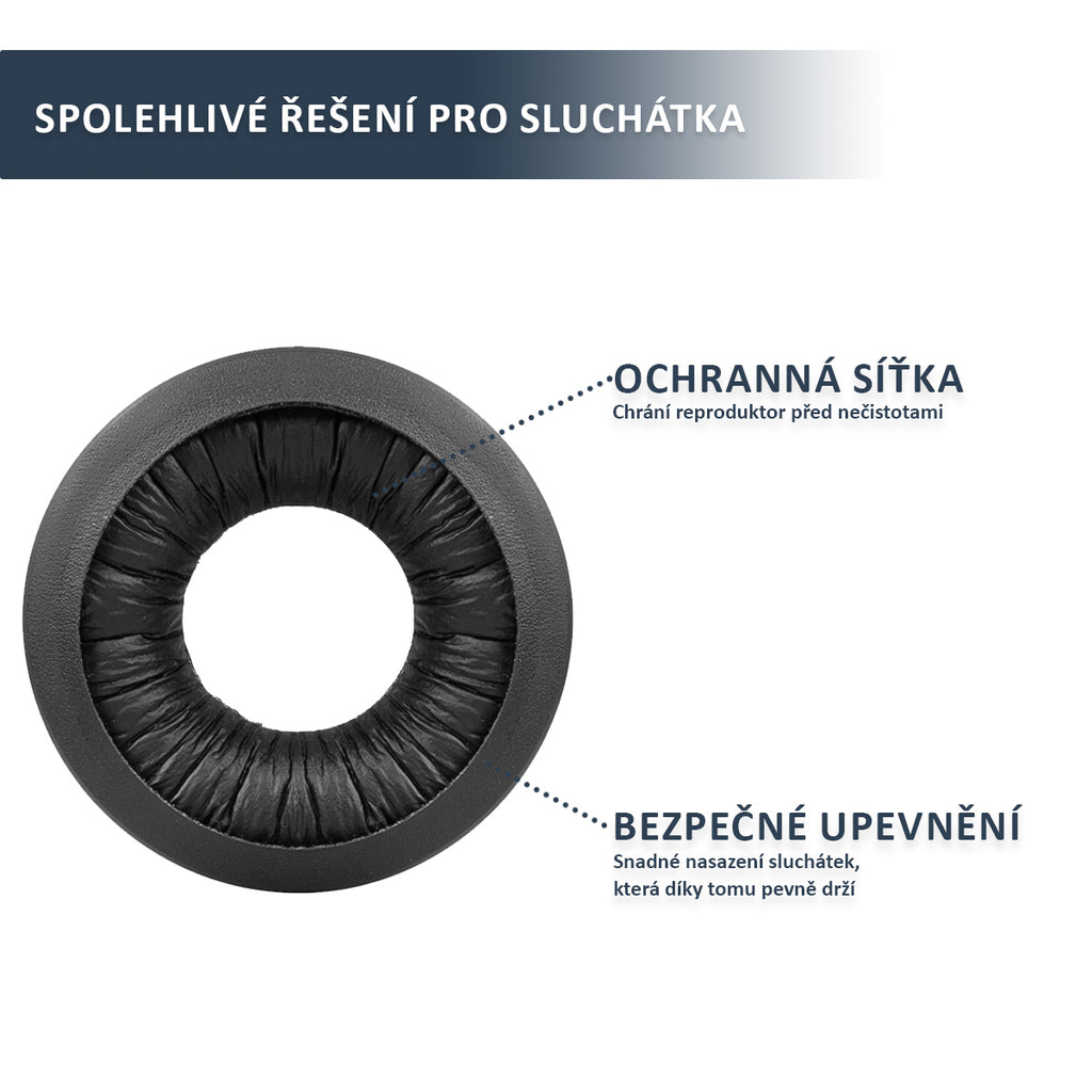 Náhradní náušníky pro Sony WH-CH520, WH-CH510, MDR-ZX110 – Černá – 70mm proteinová kůže s paměťovou pěnou (MDR-ZX330BT, MDR-V150)